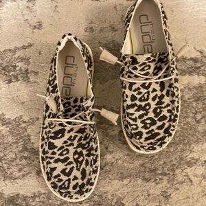 Hey Dude Black and White Animal Print Shoes